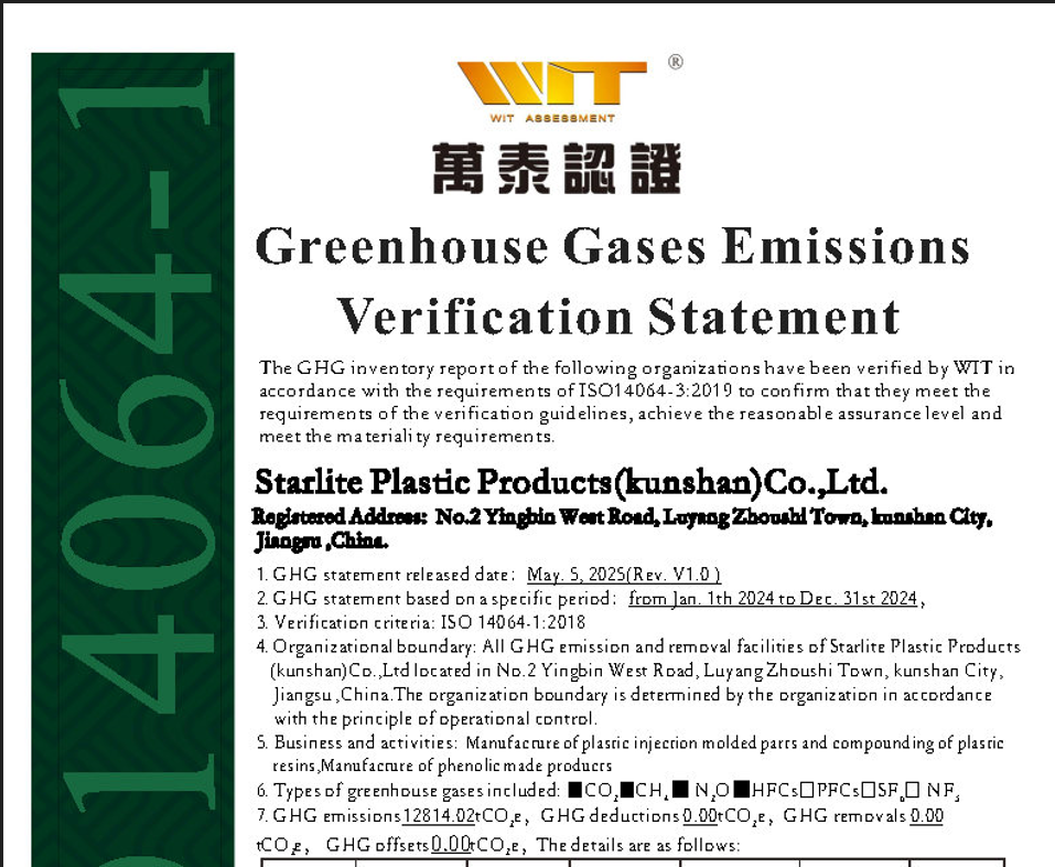 Be Awarded the ISO14064 Greenhouse Gases Emissions Verification Statement